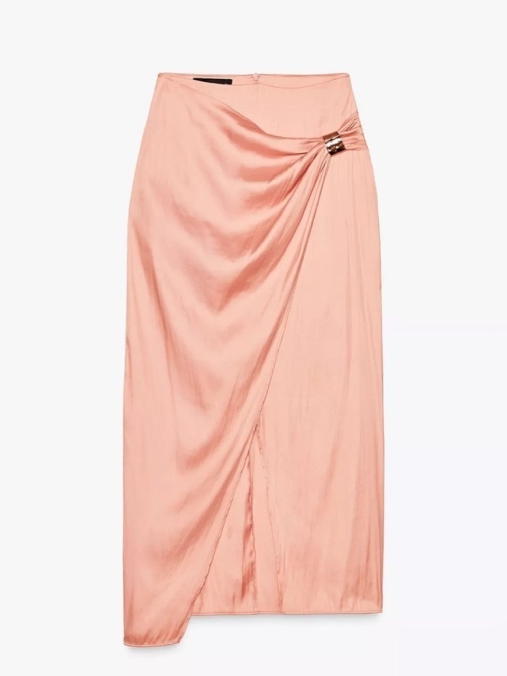 Zara NWT Satin Wrap Midi Skirt in Blush Pink - Picture 1 of 5